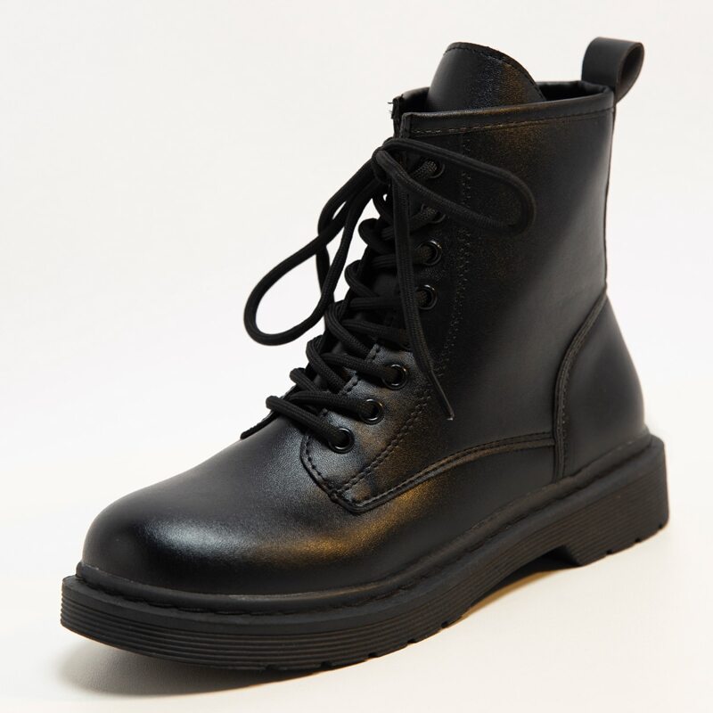 

Lace-up Front Combat Boots, Black
