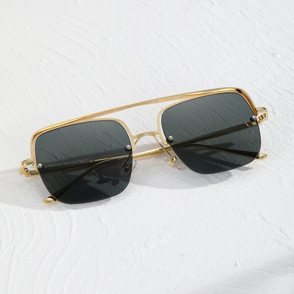 

Men Semi-rimless Frame Sunglasses, Gold