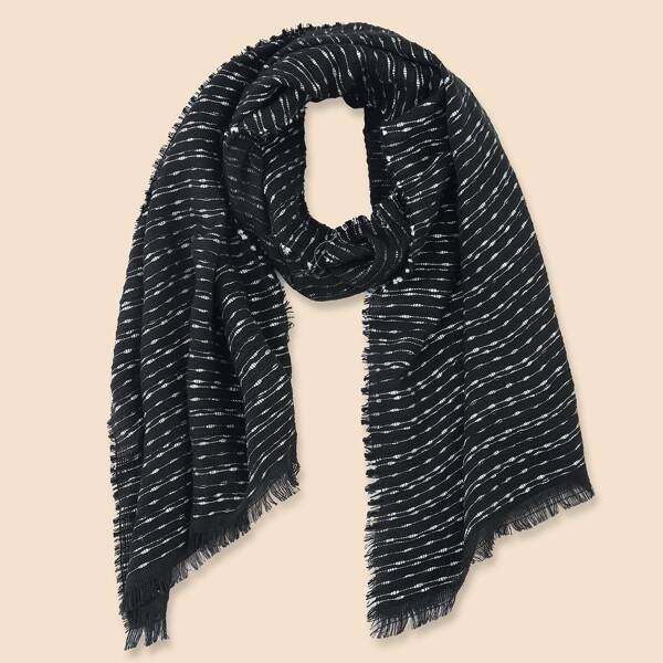 

Golden Silk Raw Hem Scarf, Black