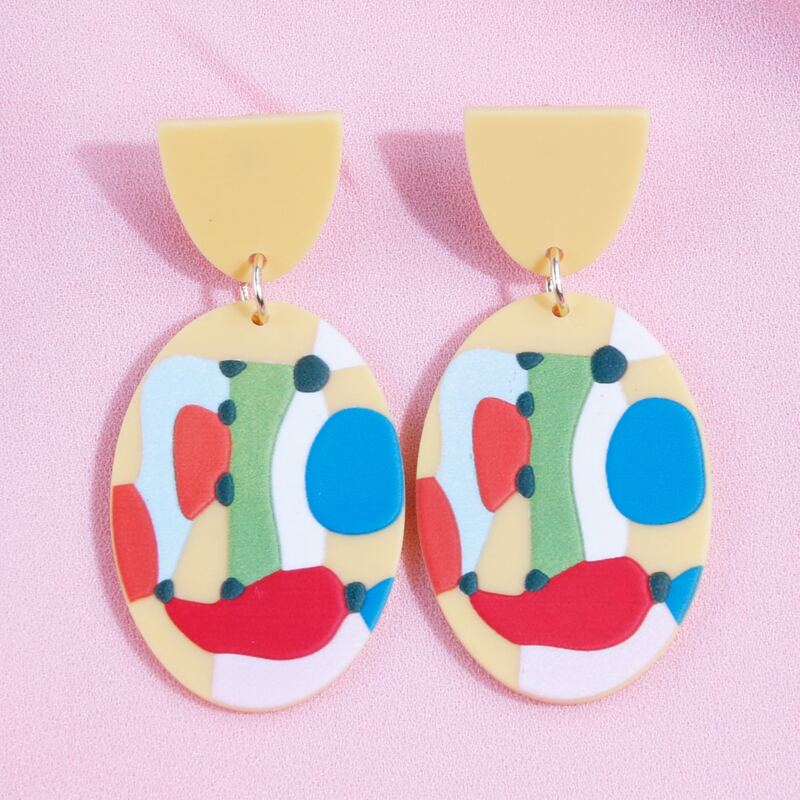 

Colorblock Oval Drop Earrings, Multicolor