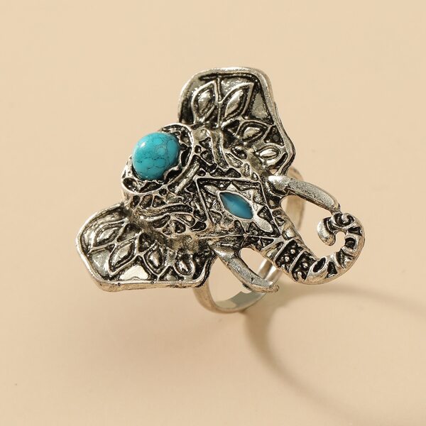 

Elephant Design Ring, Antique silver