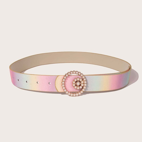 

Faux Pearl Buckle Belt, Multicolor