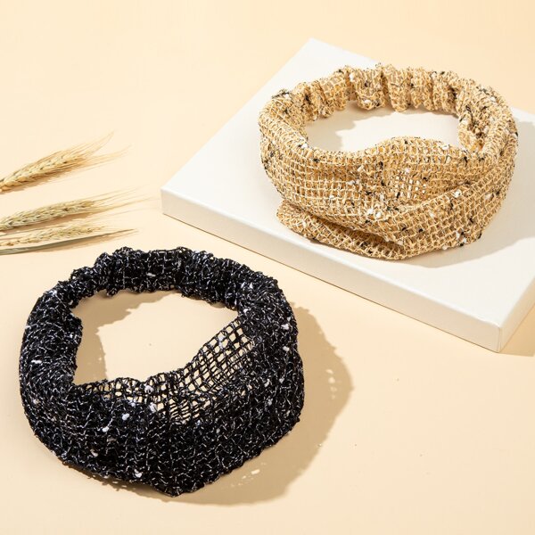 

2pcs Hollow Out Headband, Multicolor