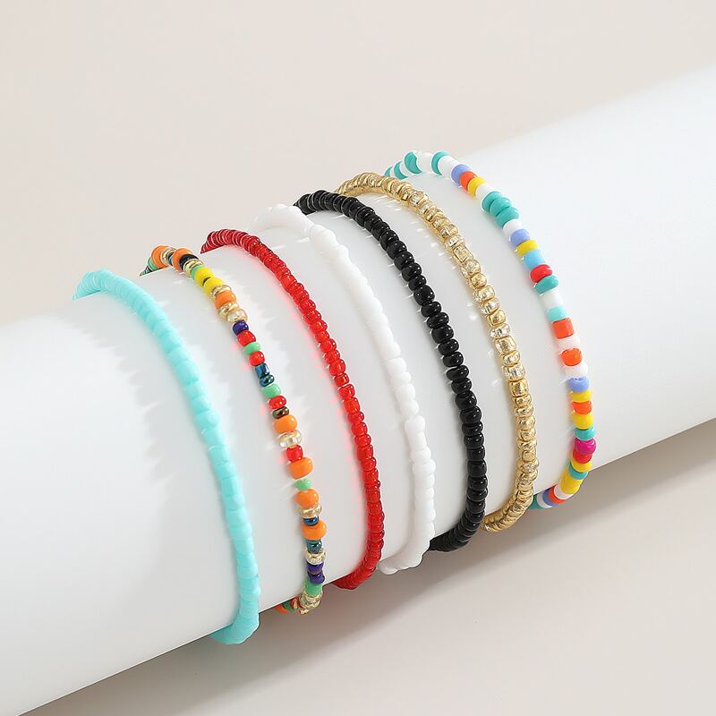 

7pcs Colorful Beaded Bracelet, Multicolor
