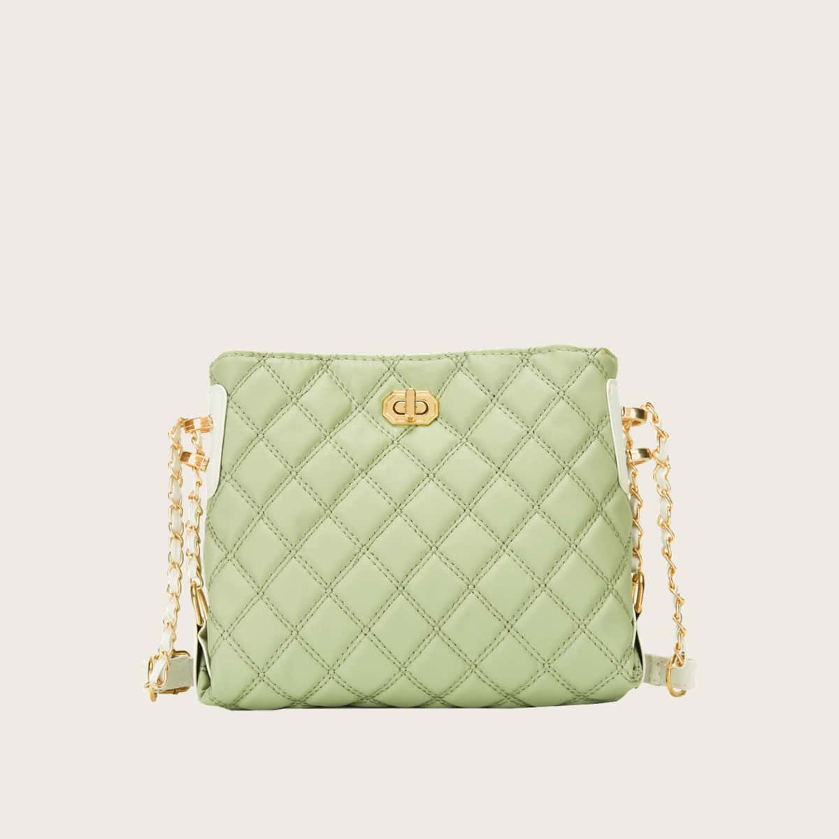

Quilted Chain Crossbody Bag, Green