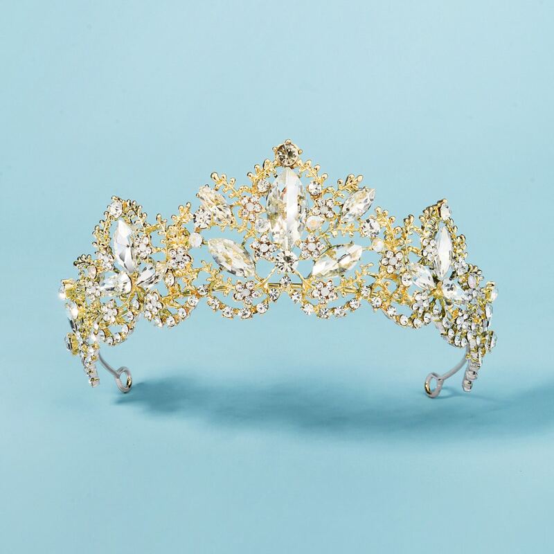 

Rhinestone Decor Crown Design Hair Hoop, Gold