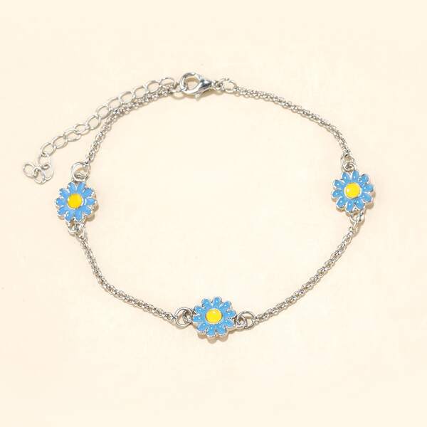 

Daisy Decor Chain Bracelet, Blue