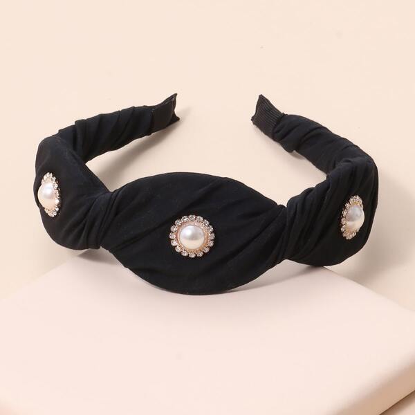 

Faux Pearl Decor Hair Hoop, Black