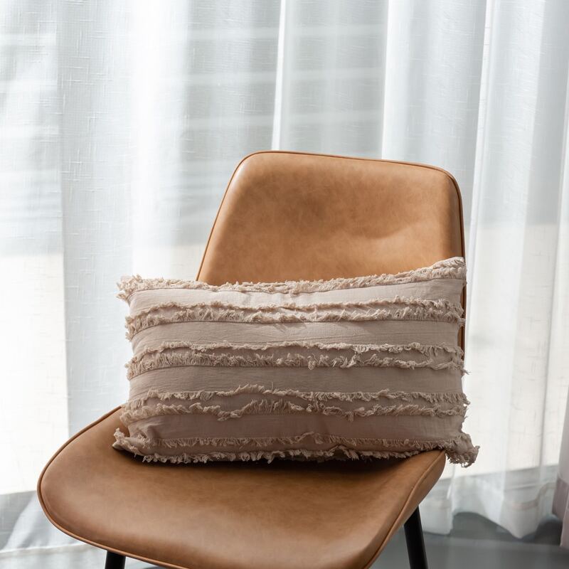 

Tassel Detail Lumbar Pillow Cover Without Filler, Apricot