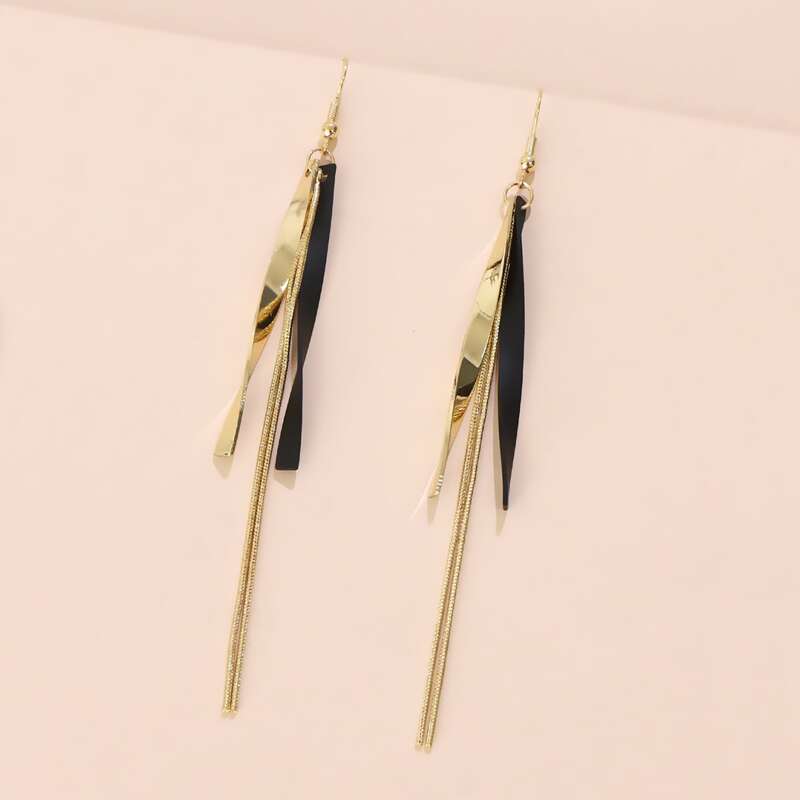 

Metal Tassel Charm Drop Earrings, Gold