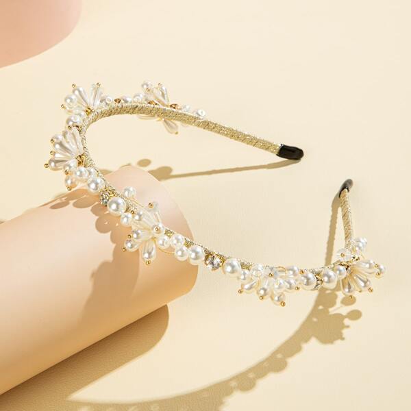 

Faux Pearl Decor Hair Hoop, White