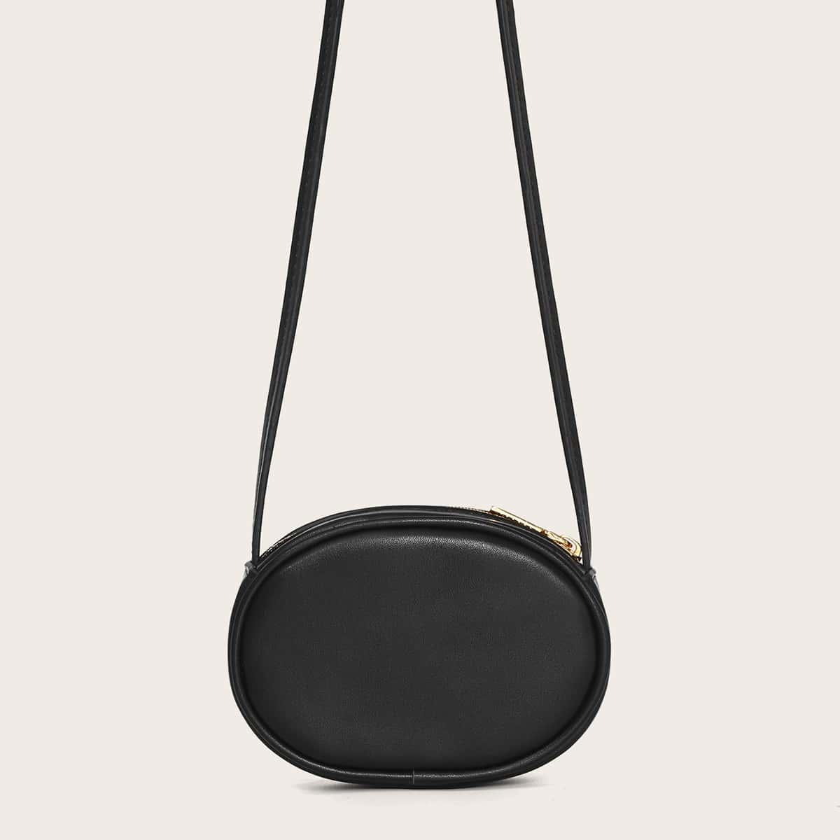 

Mini Oval Shaped Crossbody Bag, Black