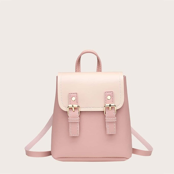 

Girls Buckle Decor Backpack, Pink