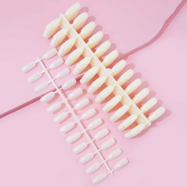

240pcs Seashell Fake Nail, Beige