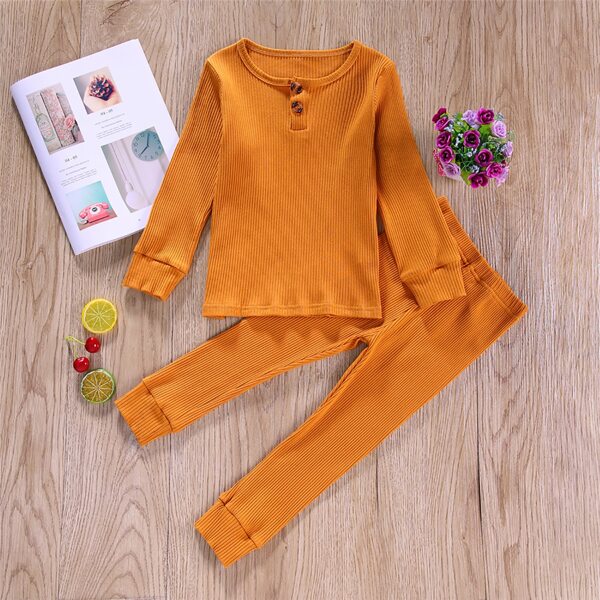 

Toddler Girls Button Front Rib-knit Tee & Pants, Orange