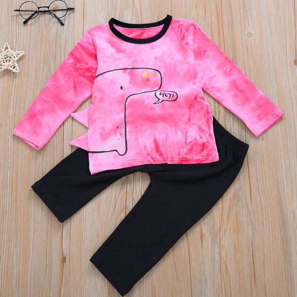 

Toddler Girls Cartoon Graphic Tie Dye Tee & Pants, Multicolor