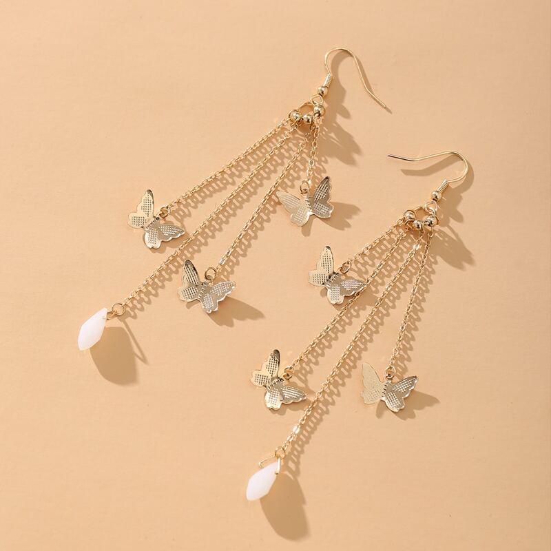 

Butterfly Charm Drop Earrings, Gold