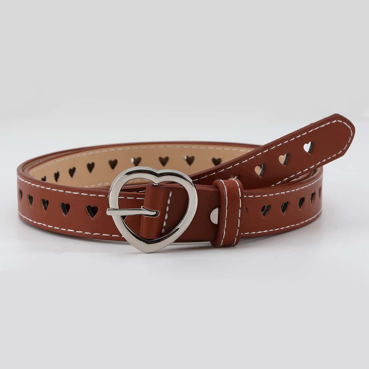 

Laser Cut Heart Belt, Brown