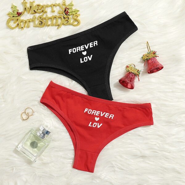 

2pack Heart & Letter Graphic Panty Set, Multicolor