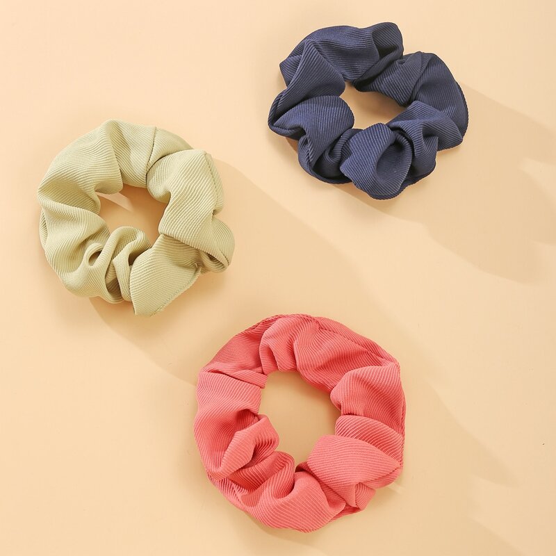 

3pcs Solid Scrunchie, Multicolor