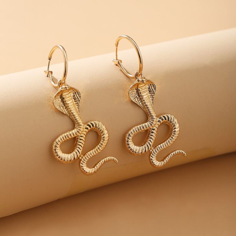 

Snake Charm Drop Earrings, Gold