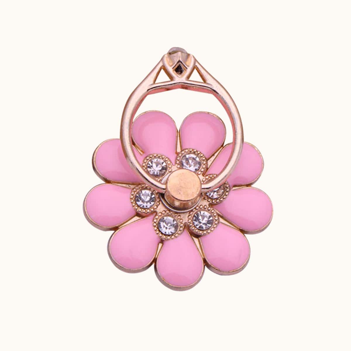 

Rhinestone Decor Flower Design Phone Ring, Pink