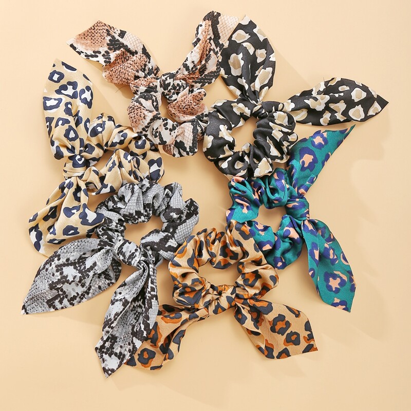 

6pcs Snakeskin & Leopard Scrunchie Scarf, Multicolor