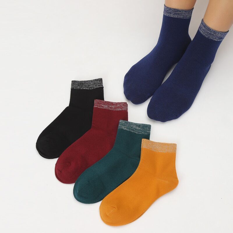 

5pairs Simple Crew Socks, Multicolor