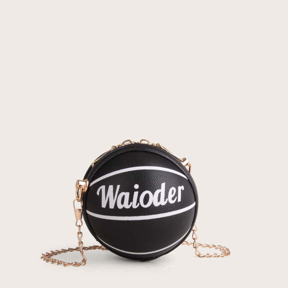 

Mini Basketball Shaped Crossbody Bag, Black