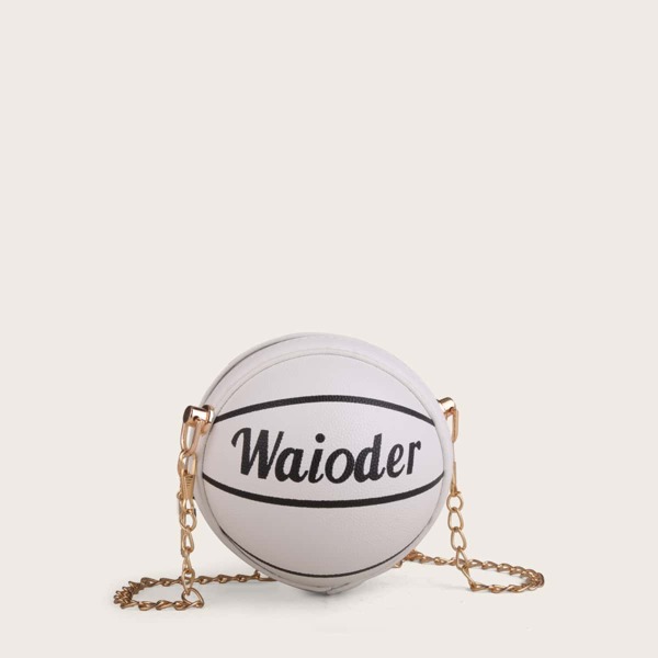 

Mini Basketball Shaped Crossbody Bag, White