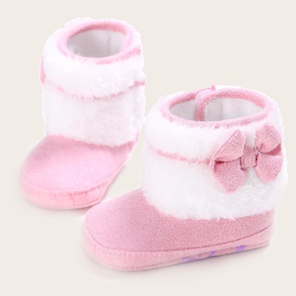 

Baby Girl Bow Decor Fluffy Boots, Pink