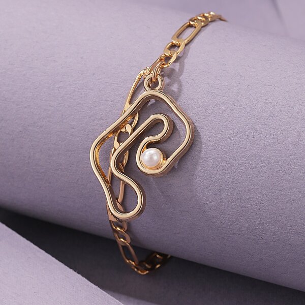 

Faux Pearl Decor Bracelet, Gold