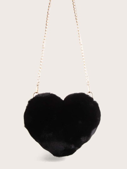 Heart Shaped Fluffy Chain Bag