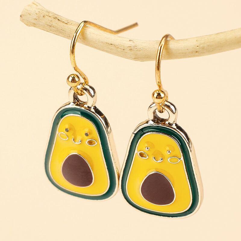

Cartoon Avocado Drop Earrings, Multicolor