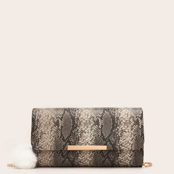 

Snakeskin Print Clutch Bag, Multicolor