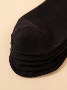 Hombres 5 pares Calcetines simple liso negro - Negro - Ver 4