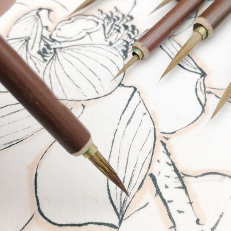 

3pcs Slender Writing Brush Set, Brown