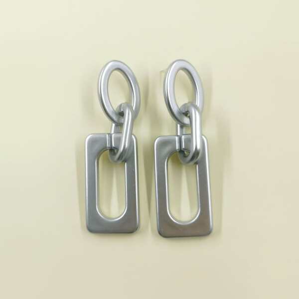 

Geometric Drop Earrings, Silver