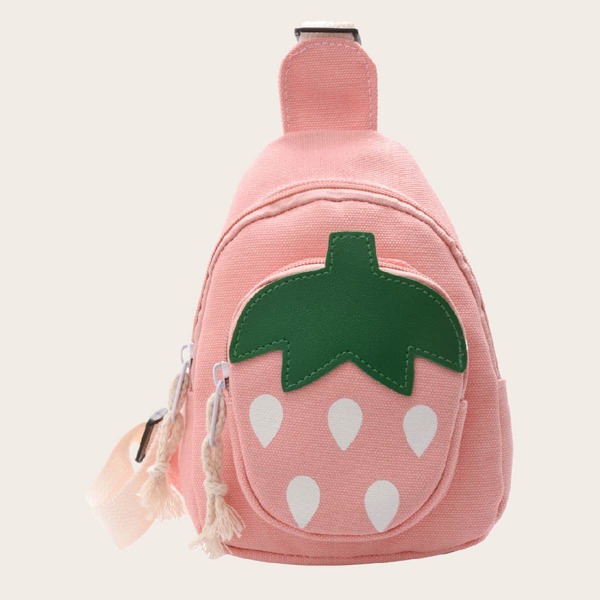 

Girls Strawberry Design Sling Bag, Pink
