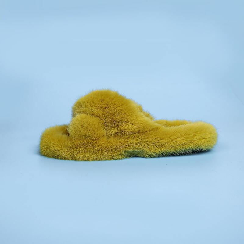 

Open Toe Fluffy Slippers, Yellow