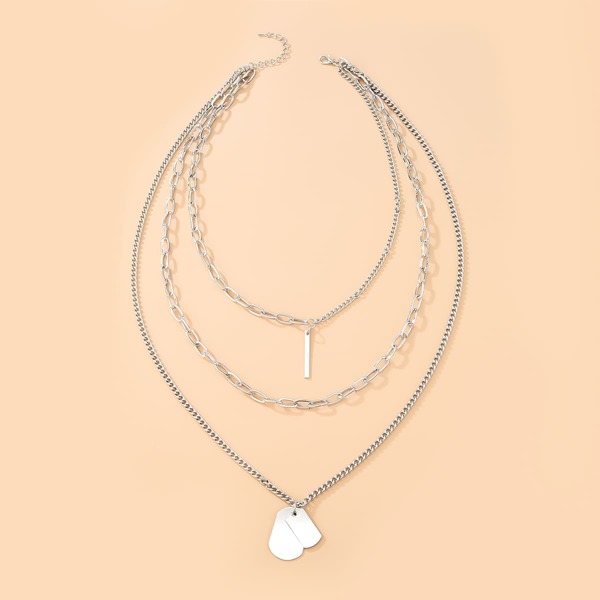

Geo Layered Necklace, Silver
