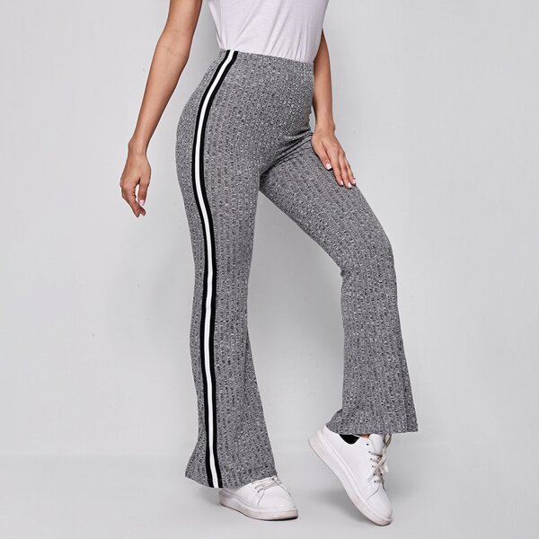 

Striped Side Flare Leg Pants, Grey