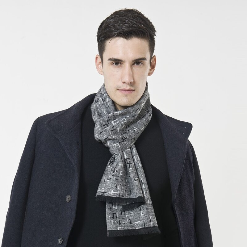 

Guys Geo Print Scarf, Grey