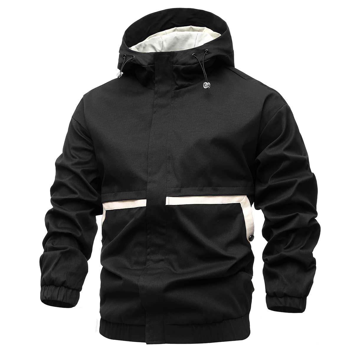 

Guys Colorblock Drawstring Tape Detail Jacket, Black