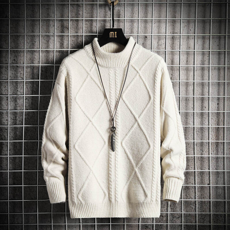 

Guys Solid Argyle Knit Sweater, Beige