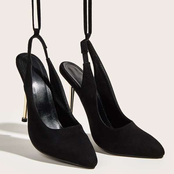 

Tie Leg Ultra High Heel Pumps, Black