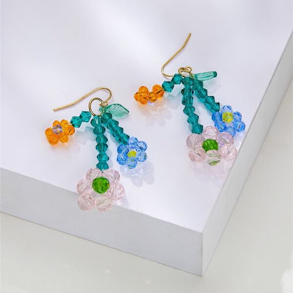 

Flower Charm Drop Earrings, Multicolor