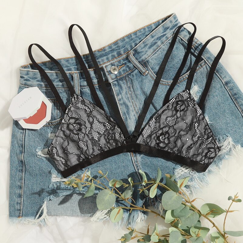 

Floral Lace Bralette, Black