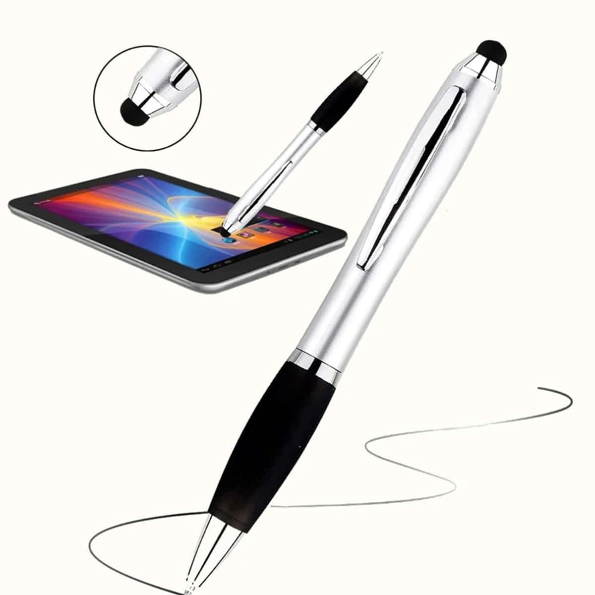 

1pc Multifunctional 2 In 1 Ballpoint Pen & Stylus Pen, Black