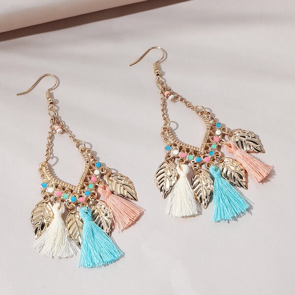 

Tassel Charm Drop Earrings, Multicolor